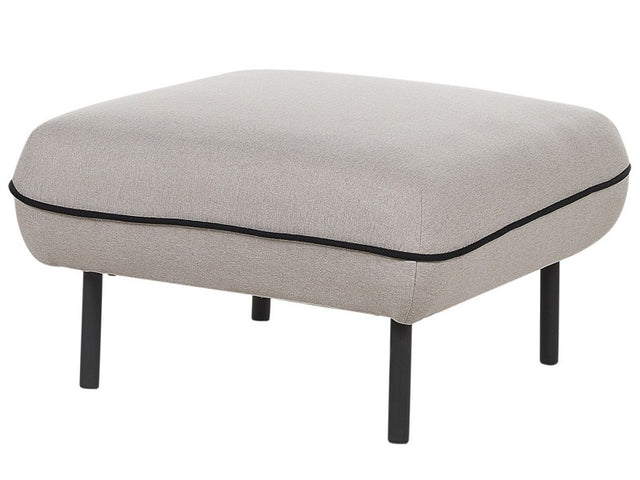 Ottoman Footstool Light Grey Fabric Upholstered Metal Black Legs Square Footstool Padded Black Decorative Edging Retro Glam Beliani