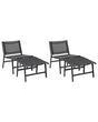 Set of 2 Garden Chairs Black Textilene Seat Backrest Metal Frame with Footrests Modern Outdoor Patio Design  Beliani