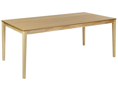 Dining Table Natural Ash Wood MDF Rubber Wood 200 x 100 cm Wooden Legs Rectangular Veneered Top Natural Finish Minimalistic Scandinavian Kitchen Beliani