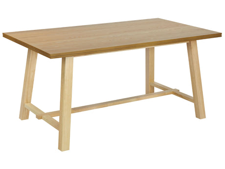 Dining Table Natural Ash Wood MDF Rubber Wood 160 x 90 cm Wooden Legs Rectangular Veneered Top Natural Finish Minimalistic Scandinavian Kitchen Beliani