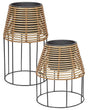 Set of 2 Plant Pot Stands Brown PE Rattan Round Indoor Outdoor with plastic insert Beliani