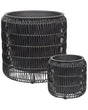 Set of 2 Plant Pots Black PE Rattan Round Indoor Outdoor with Plastic Insert Beliani