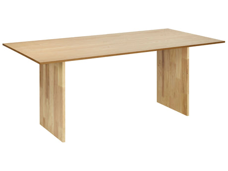 Dining Table Natural Ash Wood MDF Rubber Wood 180 x 90 cm Wooden Legs Rectangular Veneered Top Natural Finish Minimalistic Scandinavian Kitchen Beliani