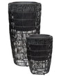 Set of 2 Plant Pots Black PE Rattan Round Indoor Outdoor with Plastic Insert Beliani