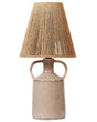 Table Lamp Taupe Ceramic 24 x 24 x 51 cm Natural Wicker Paper Cone Shade Bedside Living Room Bedroom Lighting Beliani