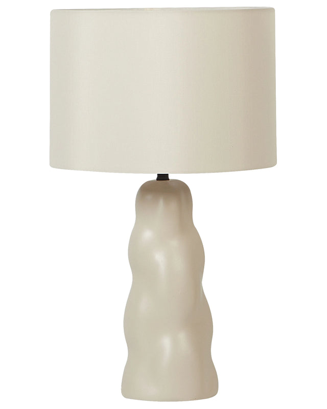 Table Lamp Beige Ceramic 30 x 30 x 51 cm Beige Cone Shade Bedside Living Room Bedroom Lighting Modern Minimalist Beliani