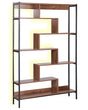 6 Tier Bookcase Dark Wood Shelves Black Metal Steel Frame with LED Lights Open Back Storage Industrial Beliani