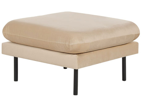 Ottoman Beige Velvet Fabric Pillow-Top Square Footstool Metal Legs Glamour Style Beliani