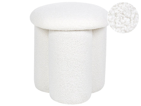 Pouffe Off White Boucle Round 40 x 40 x 45 cm Footstool Accent Upholstery Mushroom Shaped Modern Living Room Bedroom Furniture Beliani