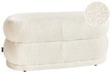 Bench Off-White Boucle Upholstered Fabric Accent Bed Bench Stool Beliani