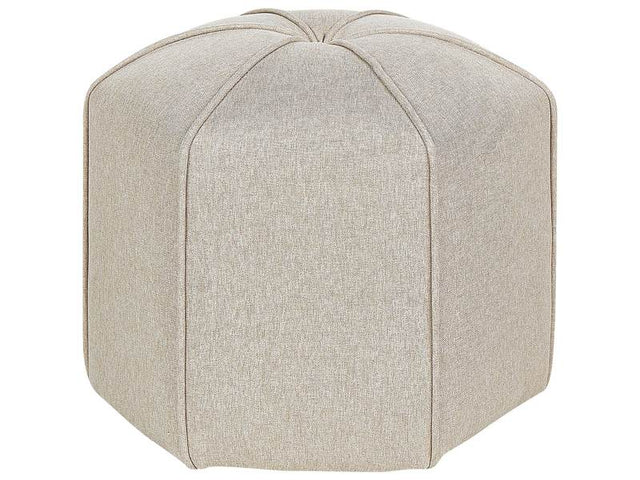 Pouffe Beige Linen Round 45 x 45 x 42 cm Footstool Accent Upholstery Modern Living Room Bedroom Furniture Beliani