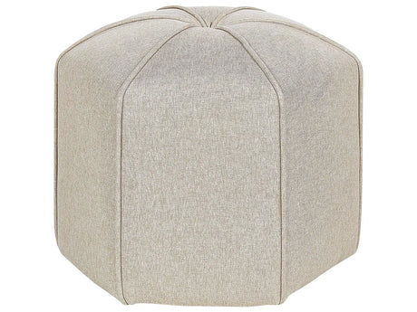 Pouffe Beige Linen Round 45 x 45 x 42 cm Footstool Accent Upholstery Modern Living Room Bedroom Furniture Beliani