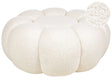 Pouffe Off-White Boucle Round 60 x 60 x 27 cm Footstool Accent Upholstery Modern Living Room Bedroom Furniture Beliani