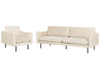 Living Room Set Light Beige Velvet Fabric Black Legs Corner Sofa 3 Seater Armchair Modern Retro Style Beliani