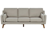 3 Seater Sofa Beige Fabric Oak Wood Legs Classic Mid-Century Living Room Beliani