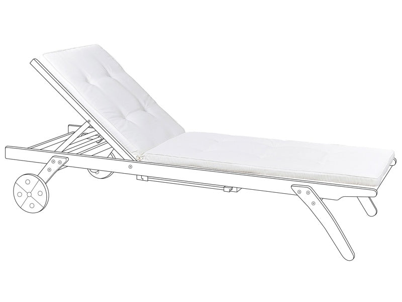 Garden Sun Lounger Cushion White 192 x 56 cm with Straps Modern Garden Outdoor Beliani