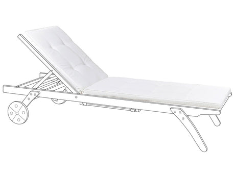 Garden Sun Lounger Cushion White 192 x 56 cm with Straps Modern Garden Outdoor Beliani