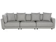 3-Seater Sofa Light Grey Polyester Fabric Upholstery Couch Footstool Extra Throw Cushions Beliani