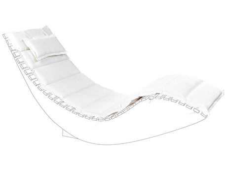 Sun Lounger Cushion White Fabric 180 x 60 cm Padded with Head Pillow Beliani