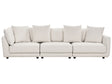 3-Seater Sofa Off-White Polyester Fabric Upholstery Couch Footstool Extra Throw Cushions Beliani