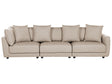 3-Seater Sofa Beige Polyester Fabric Upholstery Couch Footstool Extra Throw Cushions Beliani