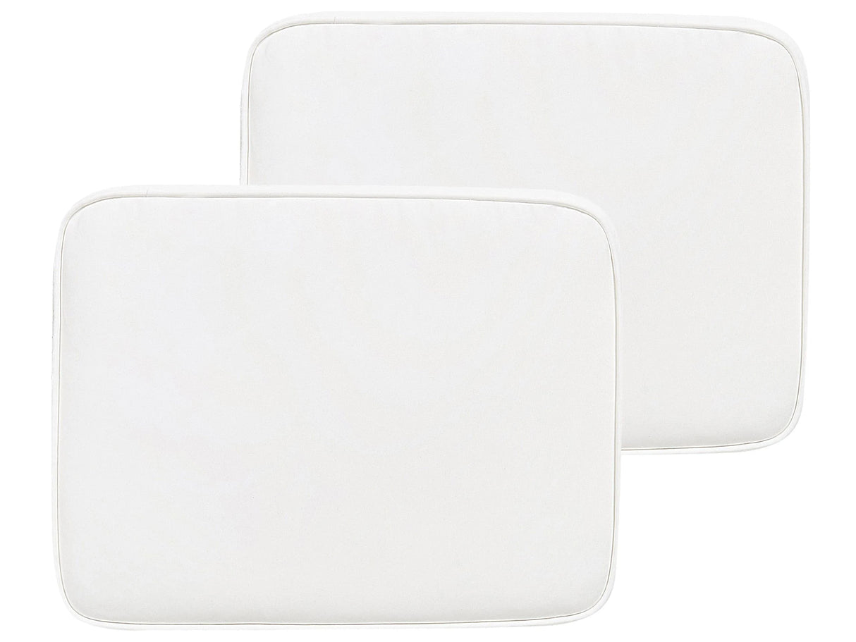 Set of 2 Outdoor Seat Cushions White Geometric Pattern String Tied  UV Resistant Set Pad Beliani
