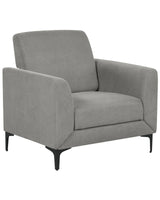 Armchair Grey Fabric Upholstery Black Legs Thick Seating Cushion Retro Living Room Furniture Beliani