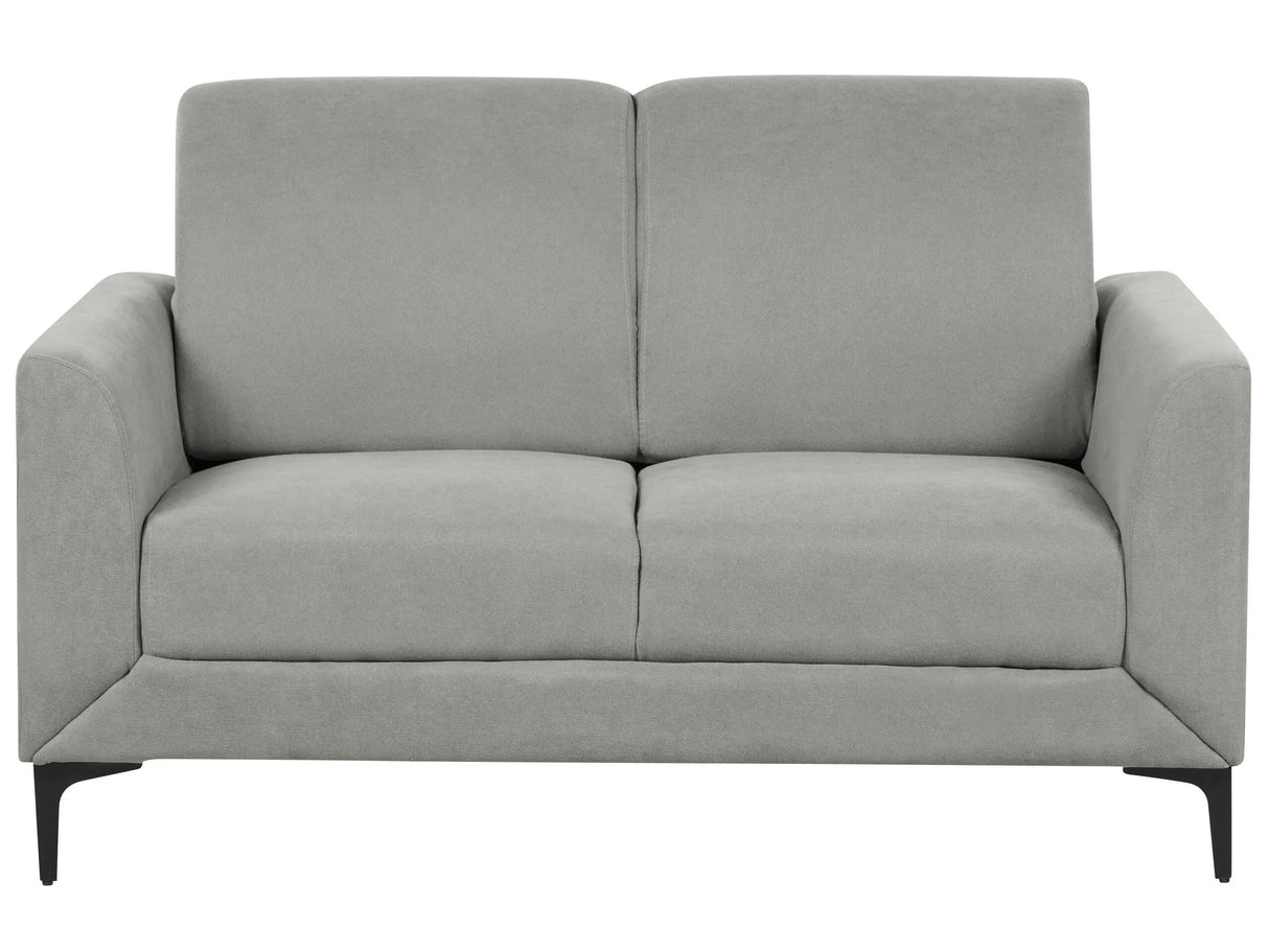 Sofa Grey Fabric Polyester Upholstery Black Legs 2 Seater Loveseat Retro Style Living Room Furniture Beliani