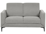 Sofa Grey Fabric Polyester Upholstery Black Legs 2 Seater Loveseat Retro Style Living Room Furniture Beliani