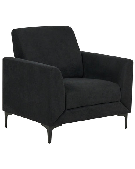 Armchair Black Fabric Upholstery Black Legs Thick Seating Cushion Retro Living Room Furniture Beliani