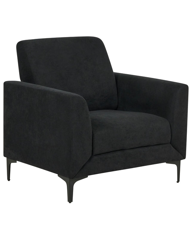 Armchair Black Fabric Upholstery Black Legs Thick Seating Cushion Retro Living Room Furniture Beliani
