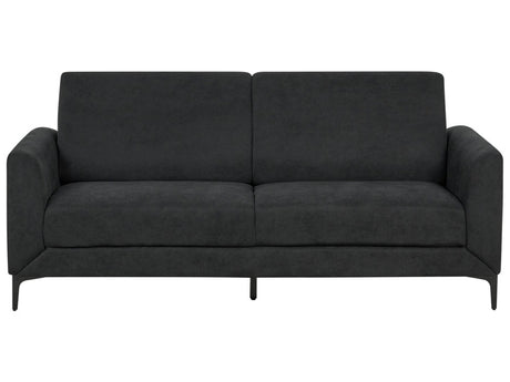 Sofa Black Fabric Polyester Upholstery Black Legs 3 Seater Retro Style Living Room Furniture Beliani