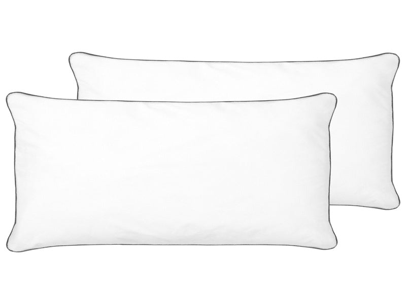 2x Bed Pillow White Japara Cotton 40 x 80 cm Microfiber Filling High Profile Satin Piping Soft Beliani