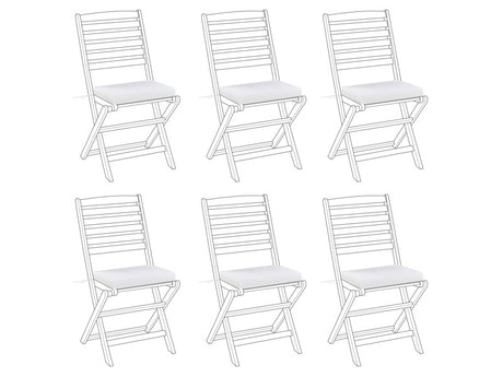 Set of 6 Outdoor Seat Pad Cushions White String Tied Zip Fastener UV Resistant  Beliani