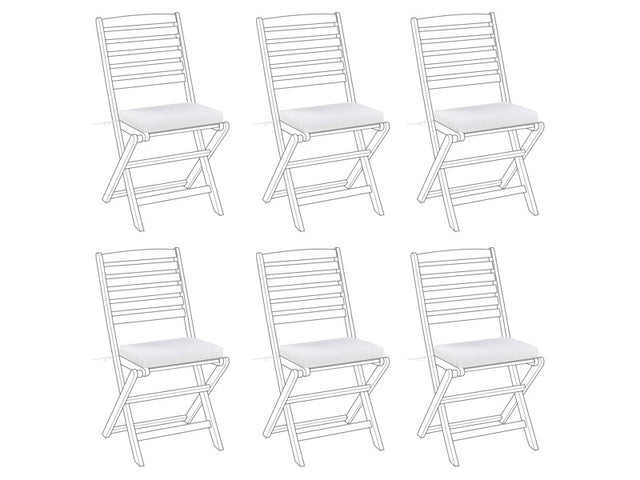 Set of 6 Outdoor Seat Pad Cushions White String Tied Zip Fastener UV Resistant  Beliani