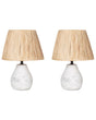 Set of 2 Table Lamps White and Natural Ceramic Paper Pulp Cone Shaped Shades Distressed Effect Minimalistic Design Beliani