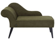 Chaise Lounge Green Polyester Fabric Upholstery Black Wood Legs Left Hand Retro Design Beliani