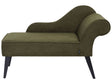 Chaise Lounge Green Polyester Fabric Upholstery Black Wood Legs Right Hand Retro Design Beliani