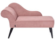 Chaise Lounge Pink Polyester Fabric Upholstery Black Wood Legs Left Hand Retro Design Beliani