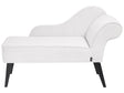 Chaise Lounge White Polyester Fabric Upholstery Black Wood Legs Right Hand Retro Design Beliani