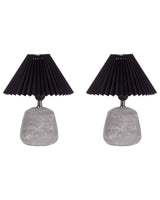 Set of 2 Table Lamps Black and Grey Ceramic Base Pleated Synthetic Shade Bedside Table Night Light Beliani