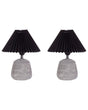 Set of 2 Table Lamps Black and Grey Ceramic Base Pleated Synthetic Shade Bedside Table Night Light Beliani