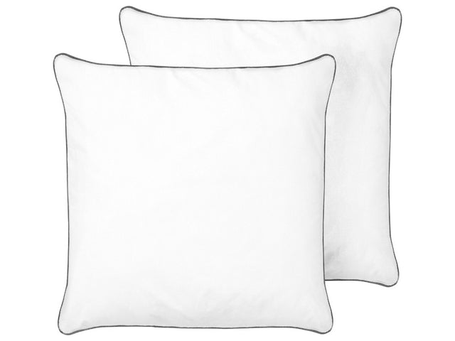 2x Bed Pillow White Japara Cotton 80 x 80 cm Microfiber Filling High Profile Satin Piping Soft Beliani