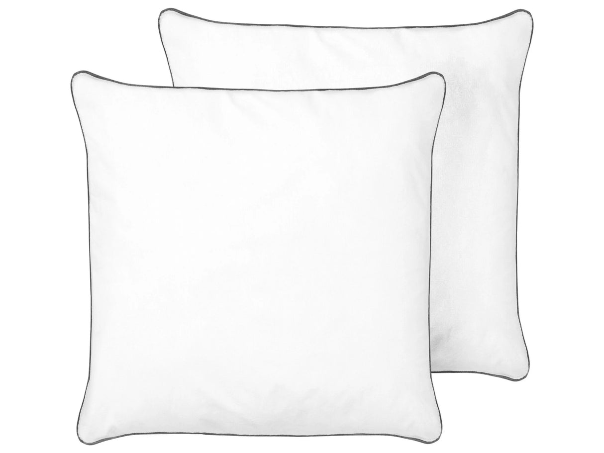 2x Bed Pillow White Japara Cotton 80 x 80 cm Microfiber Filling High Profile Satin Piping Soft Beliani