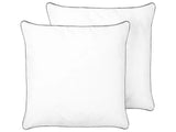 2x Bed Pillow White Japara Cotton 80 x 80 cm Microfiber Filling High Profile Satin Piping Soft Beliani