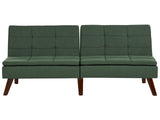 Sofa Bed Green 3-Seater Quilted Upholstery Click Clack Split Back Metal Legs Beliani