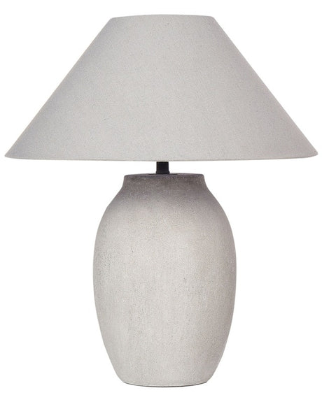 Table Lamp Grey Ceramic Base Fabric Linen Shade Bedside Table Night Light Beliani