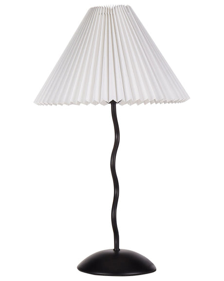 Table Lamp Black Metal Base Synthetic Material White Shade Bedside Table Night Light Beliani