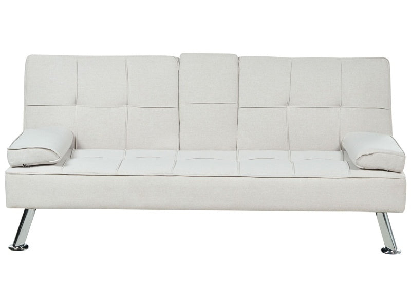 Sofa Bed Beige 3 Seater Drop Down Table Click Clack Beliani