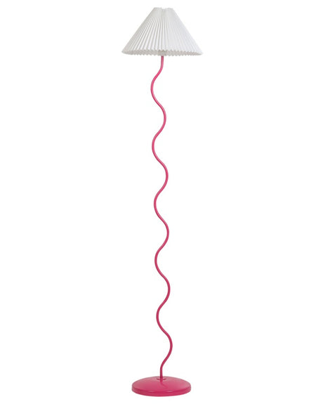 Floor Lamp Pink and White Metal Base Plastic Pleated Lamp Shade Vintage Retro Style Beliani